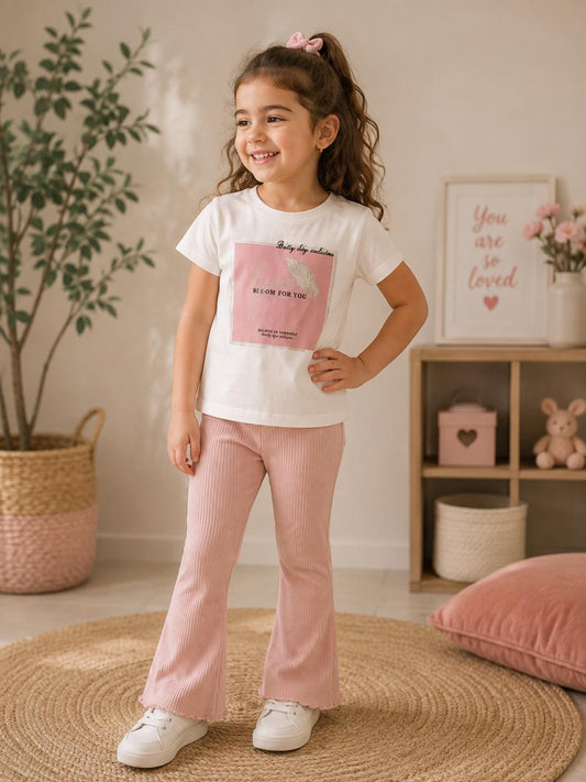 Graphic T-Shirt & Flared Pants Set