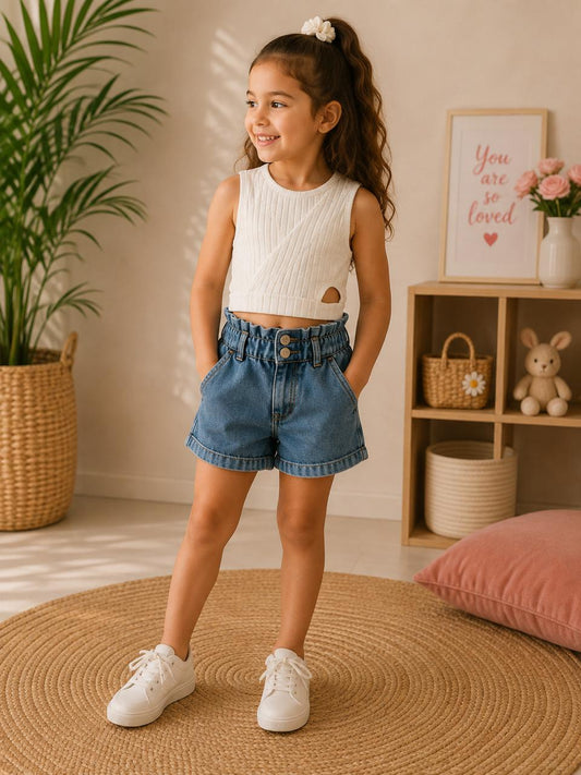 White Sleeveless Crop Top